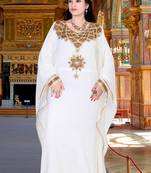 White embroidered georgette islamic kaftan