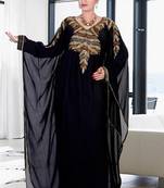 Black embroidered georgette islamic kaftan