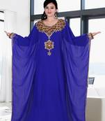 Blue embroidered georgette islamic kaftan