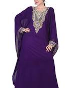 Purple embroidered georgette islamic kaftan