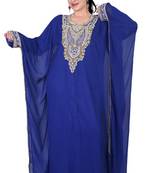 Blue embroidered georgette islamic kaftan