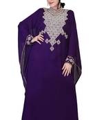 Purple embroidered georgette islamic kaftan