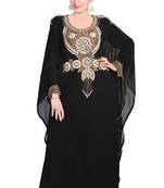 Black embroidered georgette islamic kaftan