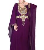Wine embroidered georgette islamic kaftan
