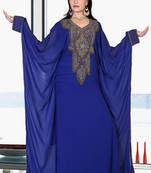 Blue embroidered georgette islamic kaftan