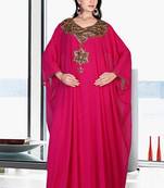 Rani pink embroidered georgette islamic kaftan