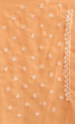 Ada Peach Hand Embroidered Faux Georgette Lucknowi Chikankari Saree With Blouse - A392403 4
