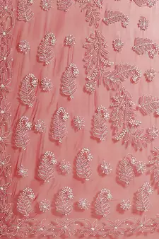 Hand Embroidered Maroon Faux Georgette Lucknowi Chikankari Indian Women Saree With Blouse