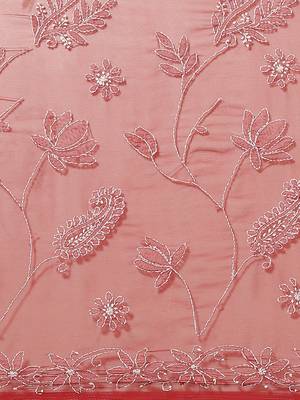 Hand Embroidered Maroon Faux Georgette Lucknowi Chikankari Indian Women Saree With Blouse 4