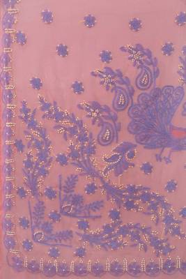 Peach Embroidered Faux Georgette Chikankari Saree With Blouse 4