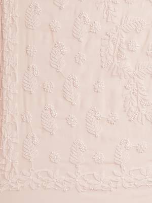 Ada Women Hand Embroidered Peach Faux Georgette Lucknowi Chikankari Saree With Blouse -  Peach 3