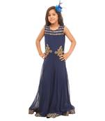 Soft Georgette Blue Gown With Hand Embroidery