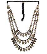 Infuzze Antique Gold-Toned & Black Layered Necklace