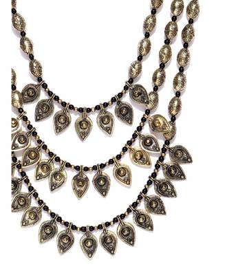 Infuzze Antique Gold-Toned & Black Layered Necklace 2