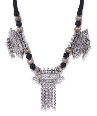 Infuzze Oxidised Silver-Toned & Black Afghan Necklace 1