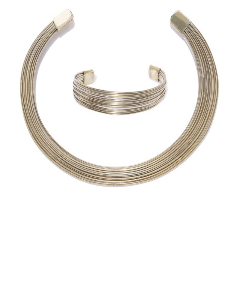 Infuzze Antique Gold-Toned Multistranded Jewellery Set