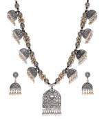 Infuzze Oxidised Silver-Toned & Antique Gold-Toned Tribal Jewellery Set