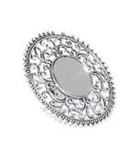 Infuzze Women Oxidised Silver-Toned Mirror-Work Textured Adjustable Tribal Ring