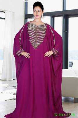 Wine embroidered georgette islamic kaftan 1
