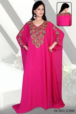 Rani pink embroidered georgette islamic kaftan 1