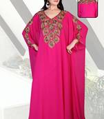 Rani pink embroidered georgette islamic kaftan