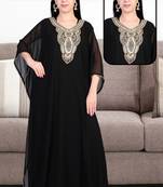 Black embroidered georgette islamic kaftan