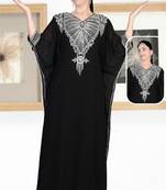 Black embroidered georgette islamic kaftan
