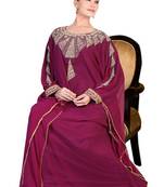Wine embroidered georgette islamic kaftan