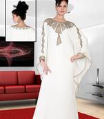 White embroidered georgette islamic kaftan