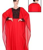 Red embroidered georgette islamic kaftan