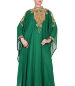 Green embroidered georgette islamic kaftan