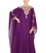 Wine embroidered georgette islamic kaftan