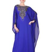 Blue embroidered georgette islamic kaftan