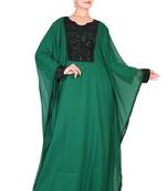 Green embroidered georgette islamic kaftan