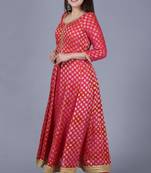 Pink Red Georgette Banarsi Anarkali with Leggings