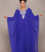 Blue embroidered georgette islamic kaftan