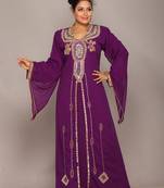 Wine embroidered georgette islamic kaftan