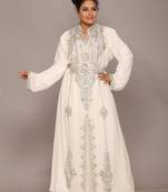 White embroidered georgette islamic kaftan
