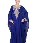 Blue embroidered georgette islamic kaftan