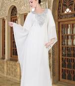 White embroidered georgette islamic kaftan
