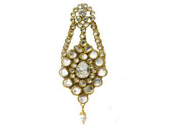 Golden White Kundan Pearl Passa For Hairs 1