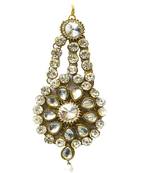 Golden White Kundan Pearl Passa For Hairs