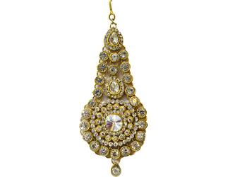 Golden White Kundan Pearl Passa For Hairs 1