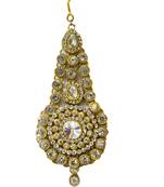 Golden White Kundan Pearl Passa For Hairs