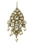 Golden White Kundan Pearl Passa For Hairs