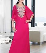 Rani-pink embroidered georgette islamic kaftan