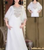 White embroidered georgette islamic kaftan