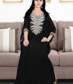 Black embroidered georgette islamic kaftan