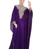 Purple embroidered georgette islamic kaftan