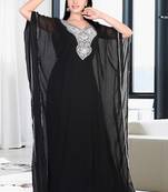 Black embroidered georgette islamic kaftan